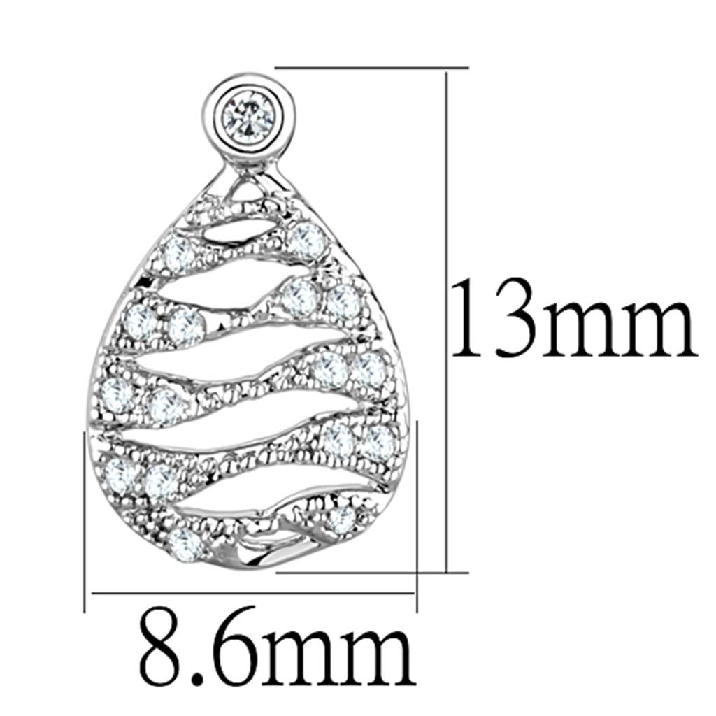 Rhodium Brass Earrings with AAA Grade CZ  in Clear