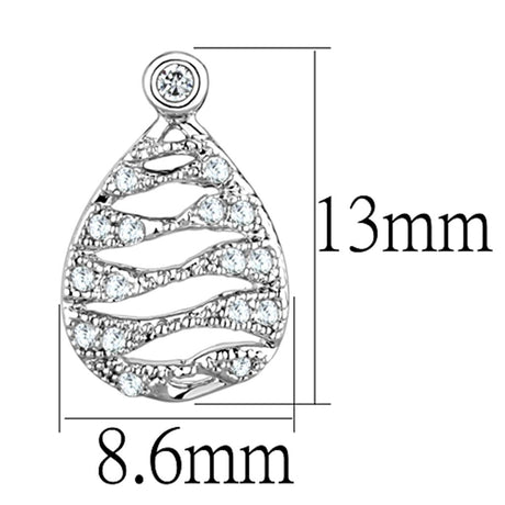Rhodium Brass Earrings with AAA Grade CZ  in Clear