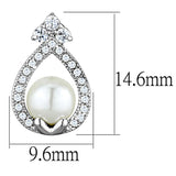 Rhodium Brass Earrings with Synthetic Pearl in White