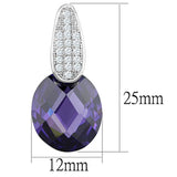 Rhodium Brass Earrings with AAA Grade CZ  in Amethyst