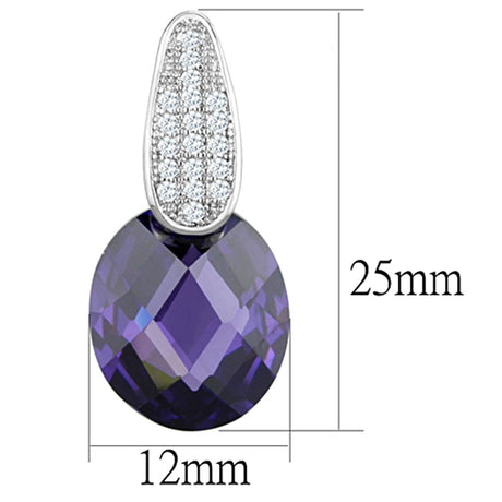 Rhodium Brass Earrings with AAA Grade CZ  in Amethyst