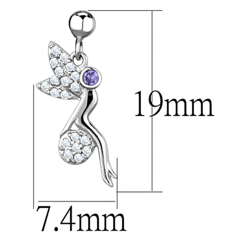 Rhodium Brass Earrings with AAA Grade CZ  in Amethyst