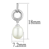 Rhodium Brass Earrings with Synthetic Pearl in White