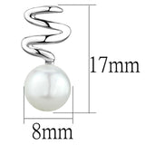 Rhodium Brass Earrings with Synthetic Pearl in White