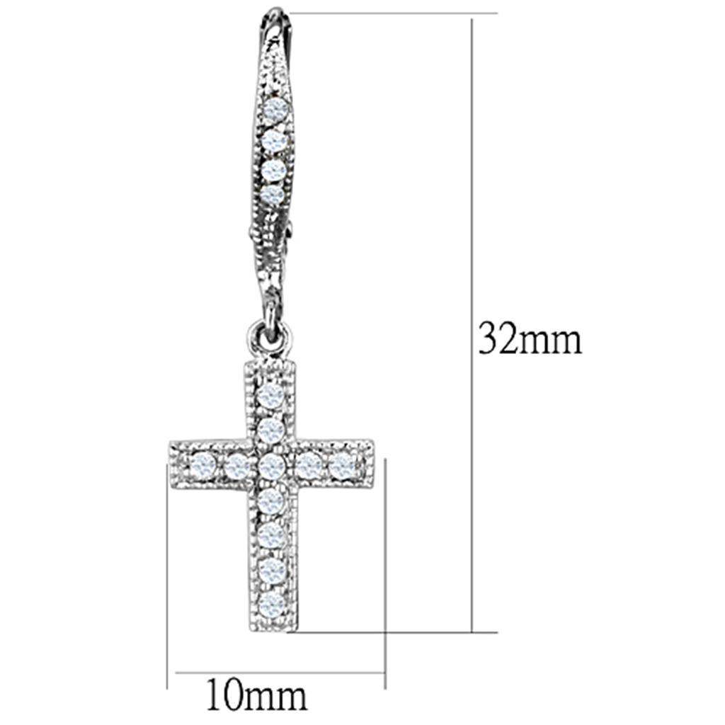 Rhodium Brass Earrings with AAA Grade CZ  in Clear