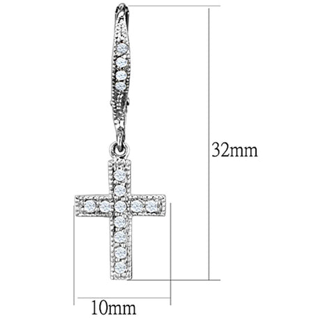 Rhodium Brass Earrings with AAA Grade CZ  in Clear