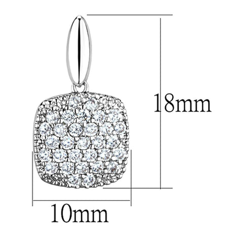 Rhodium Brass Earrings with AAA Grade CZ  in Clear