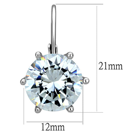 Rhodium Brass Earrings with AAA Grade CZ  in Clear