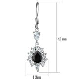 Rhodium Brass Earrings with AAA Grade CZ  in Black Diamond