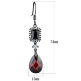 Ruthenium Brass Earrings with AAA Grade CZ  in Garnet