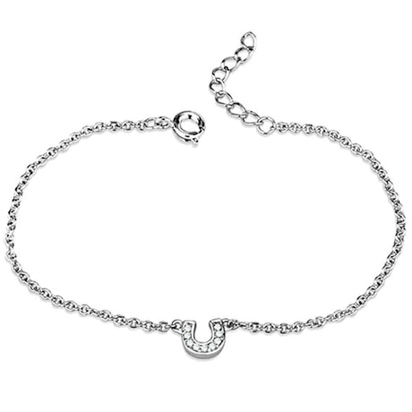 Rhodium Brass Bracelet with AAA Grade CZ  in Clear