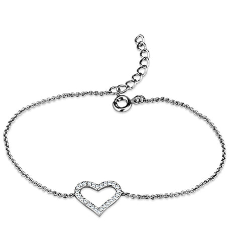 Rhodium Brass Bracelet with AAA Grade CZ  in Clear