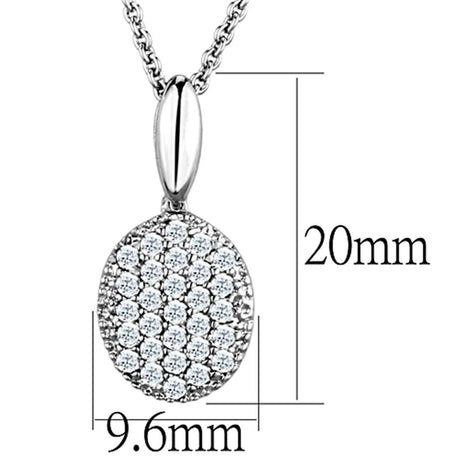 Rhodium Brass Chain Pendant with AAA Grade CZ  in Clear
