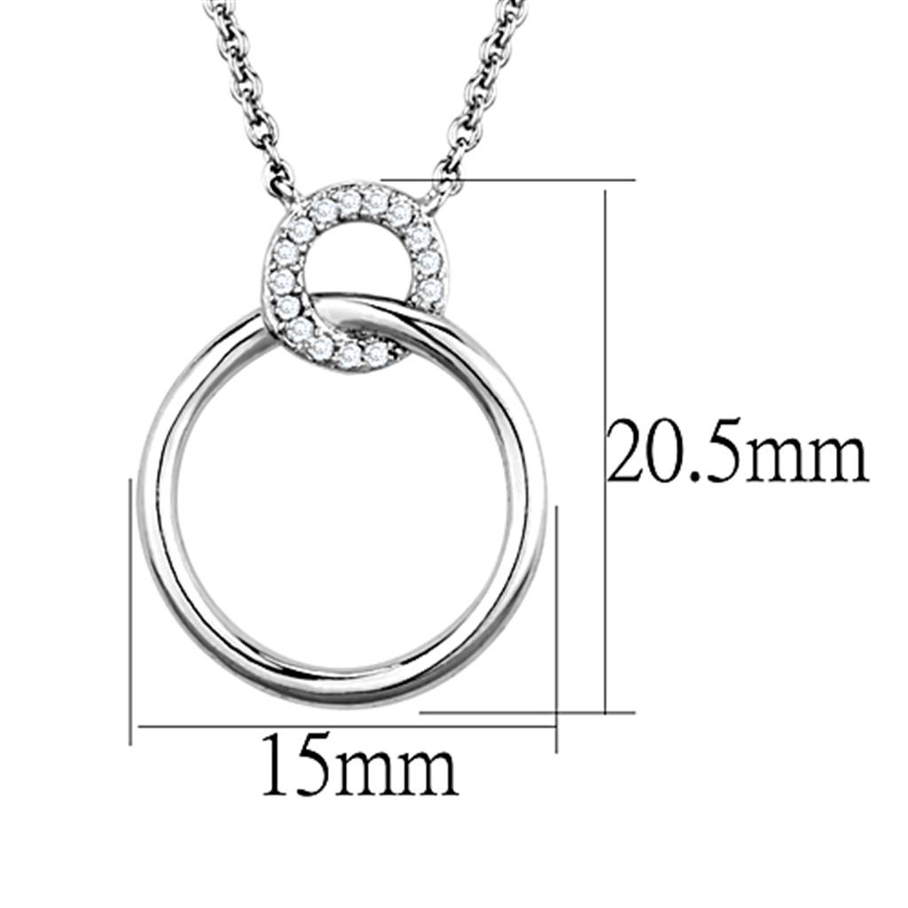 Rhodium Brass Necklace with AAA Grade CZ  in Clear