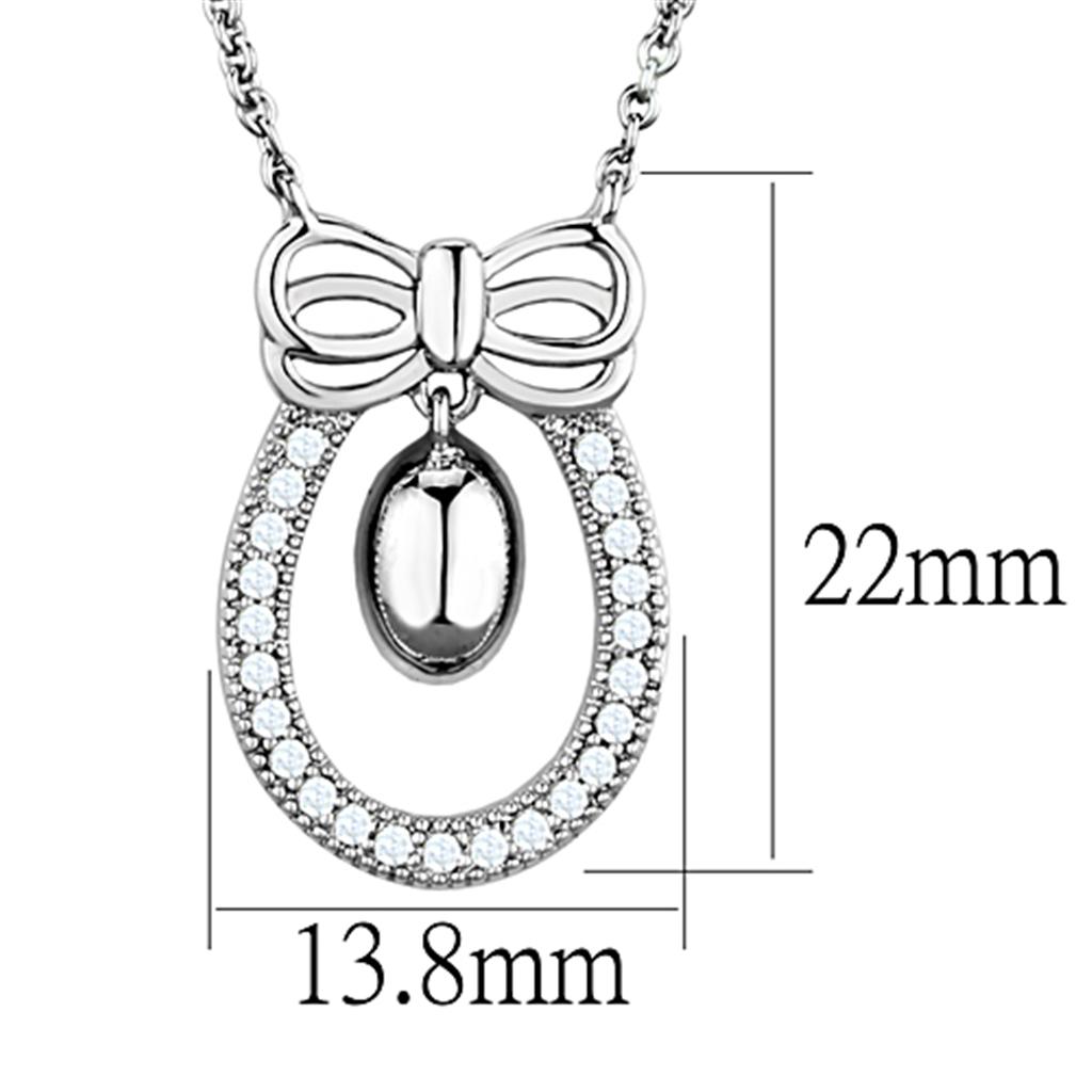 Rhodium Brass Necklace with AAA Grade CZ  in Clear