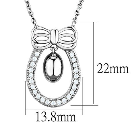 Rhodium Brass Necklace with AAA Grade CZ  in Clear