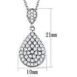 Rhodium Brass Necklace with AAA Grade CZ  in Clear