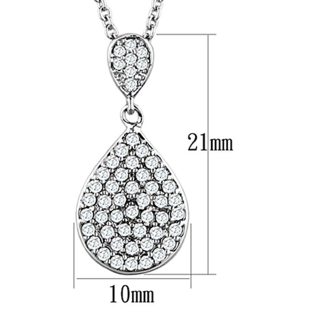 Rhodium Brass Necklace with AAA Grade CZ  in Clear