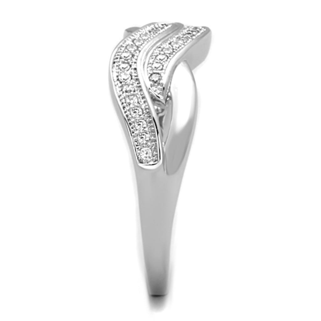 Rhodium Brass Ring with AAA Grade CZ  in Clear