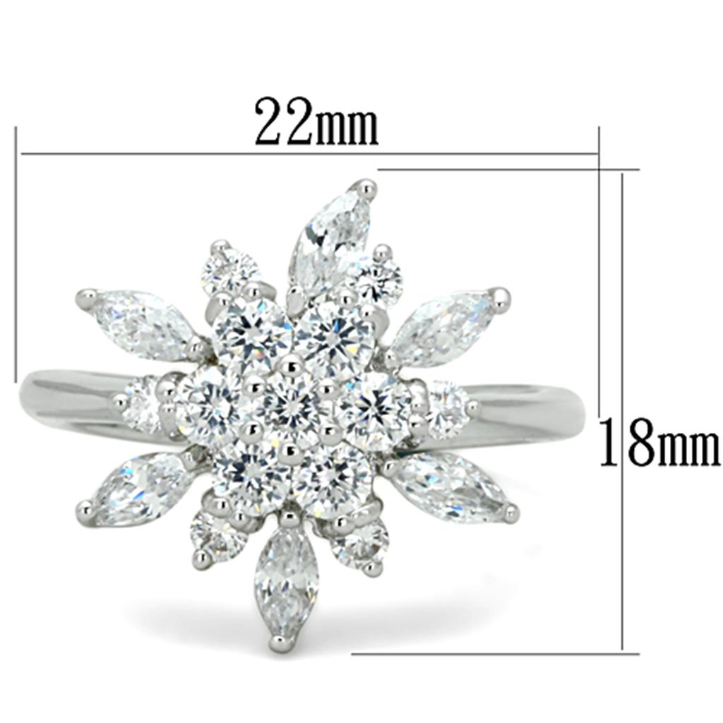 Rhodium Brass Ring with AAA Grade CZ  in Clear