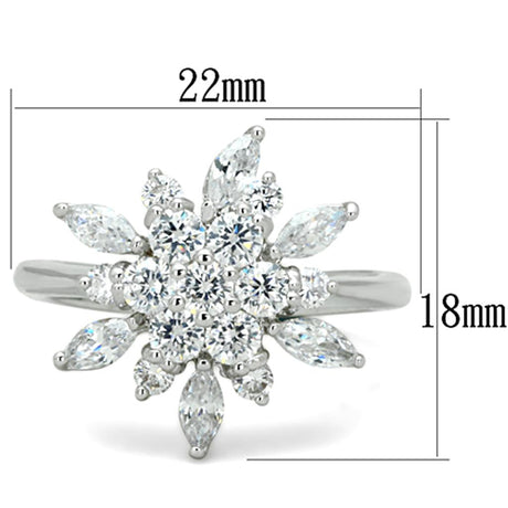 Rhodium Brass Ring with AAA Grade CZ  in Clear