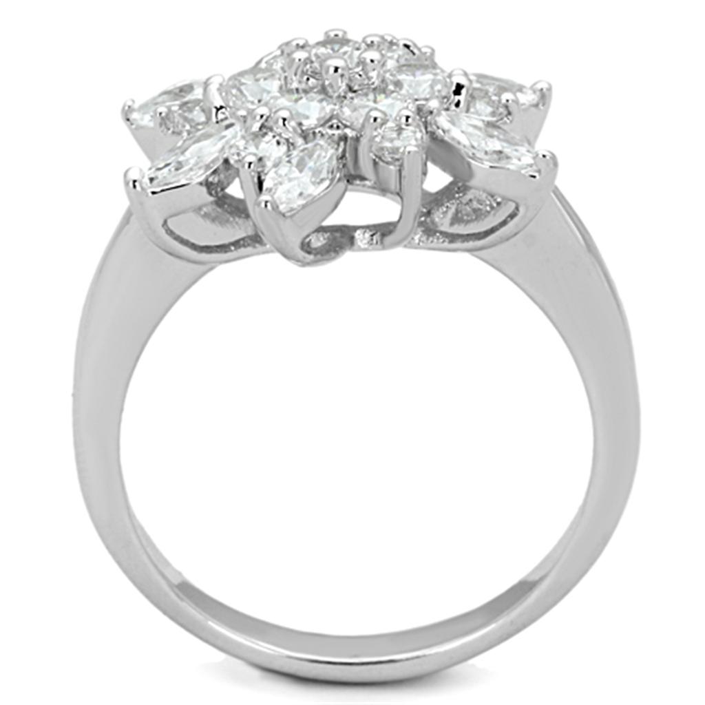 Rhodium Brass Ring with AAA Grade CZ  in Clear