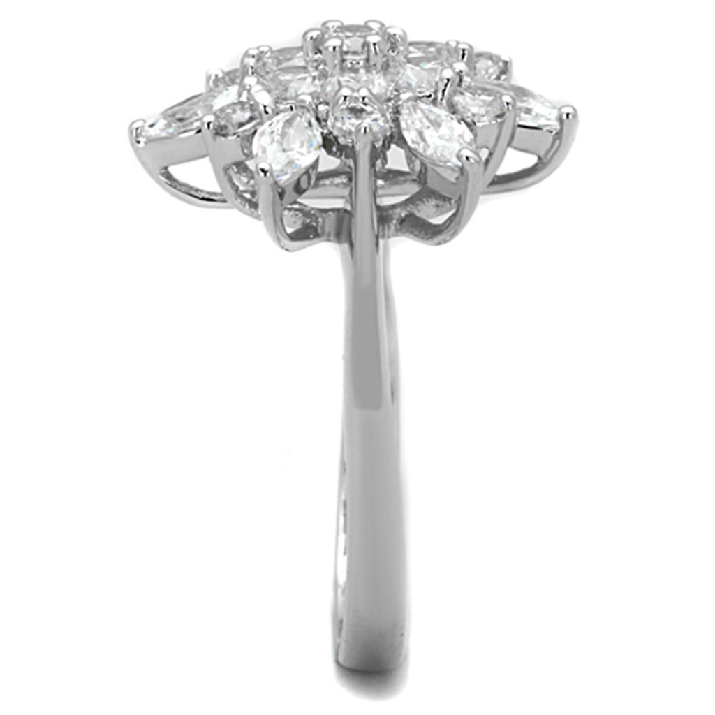 Rhodium Brass Ring with AAA Grade CZ  in Clear