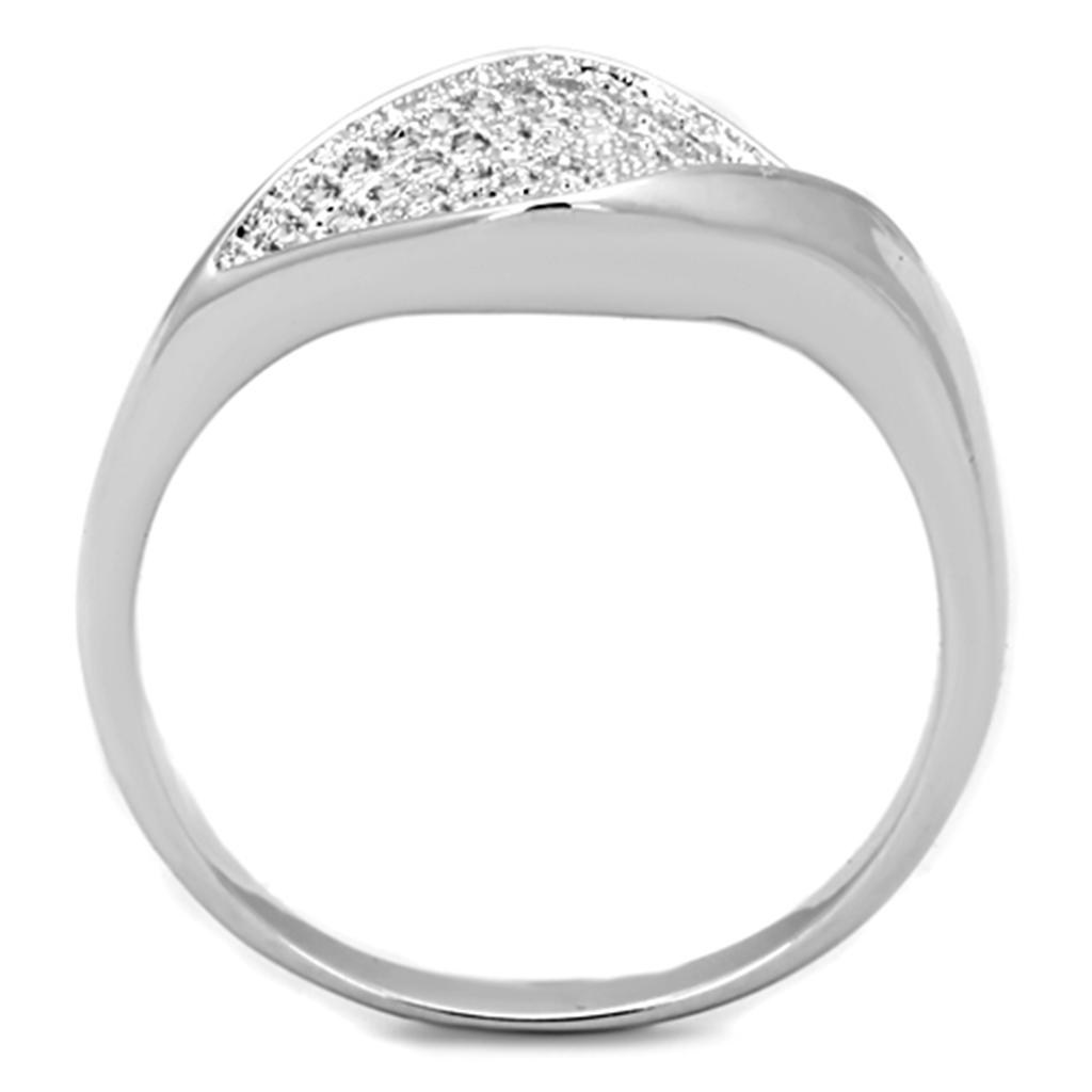 Rhodium Brass Ring with AAA Grade CZ  in Clear