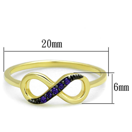 Gold+Ruthenium Brass Ring with AAA Grade CZ  in Tanzanite