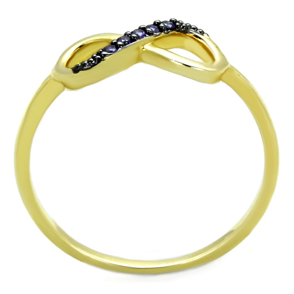 Gold+Ruthenium Brass Ring with AAA Grade CZ  in Tanzanite