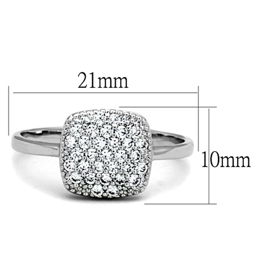 Rhodium Brass Ring with AAA Grade CZ  in Clear