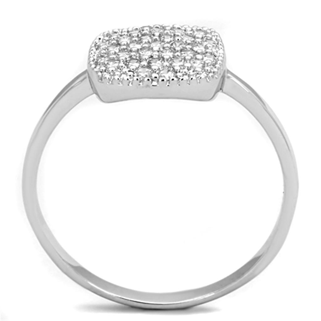 Rhodium Brass Ring with AAA Grade CZ  in Clear