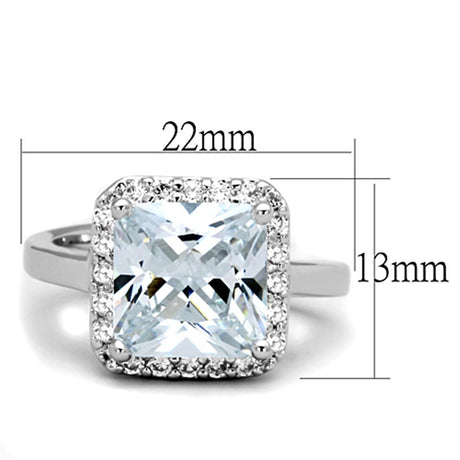 Rhodium Brass Ring with AAA Grade CZ  in Clear