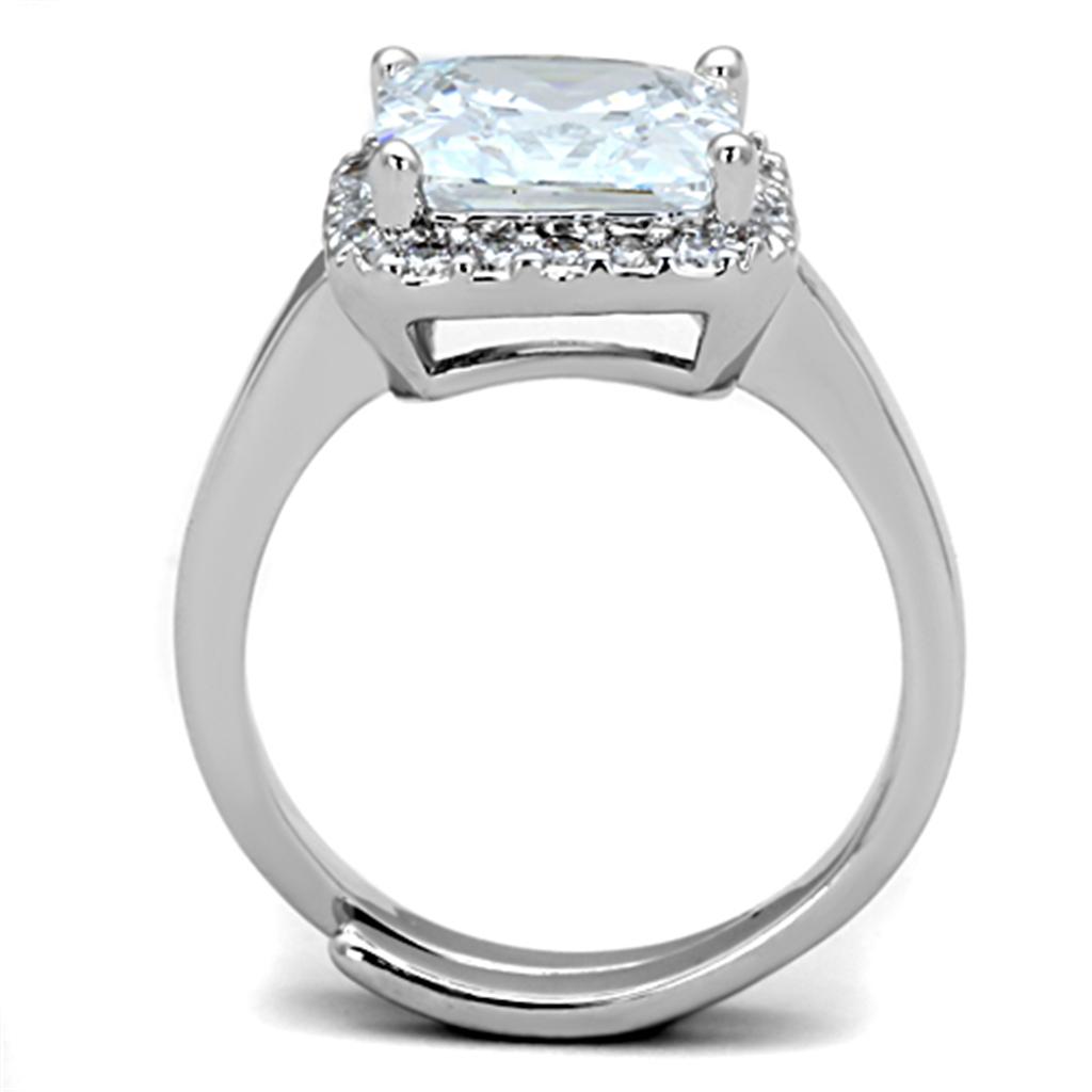 Rhodium Brass Ring with AAA Grade CZ  in Clear