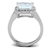 Rhodium Brass Ring with AAA Grade CZ  in Clear
