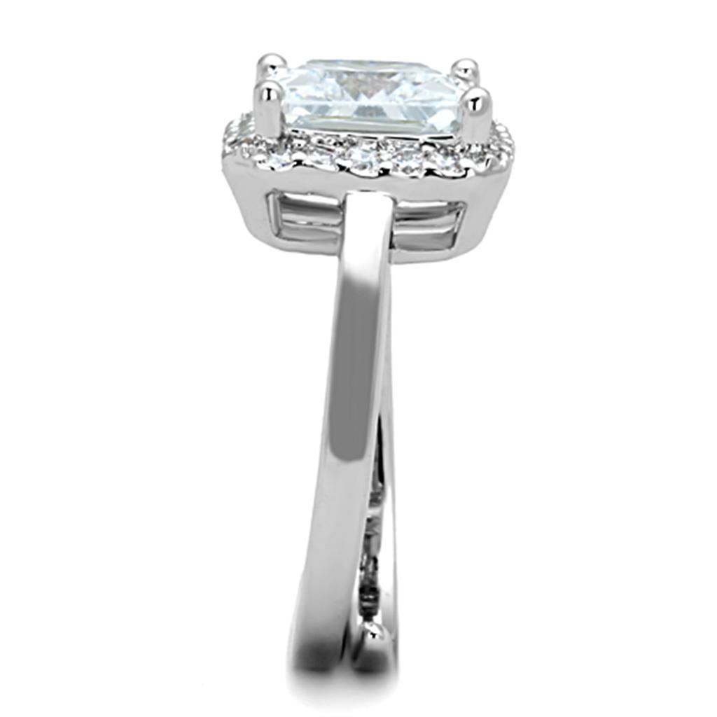 Rhodium Brass Ring with AAA Grade CZ  in Clear