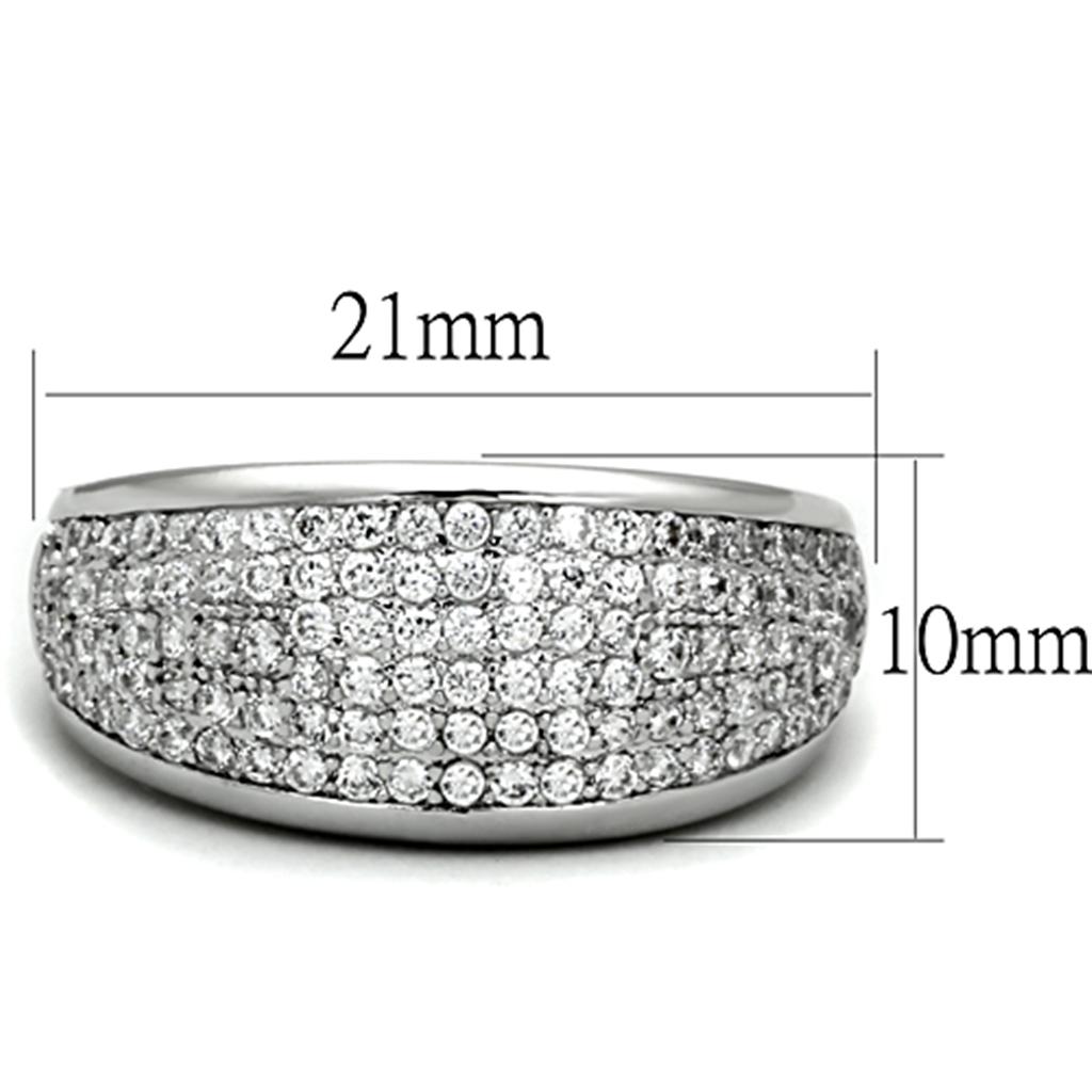 Rhodium Brass Ring with AAA Grade CZ  in Clear