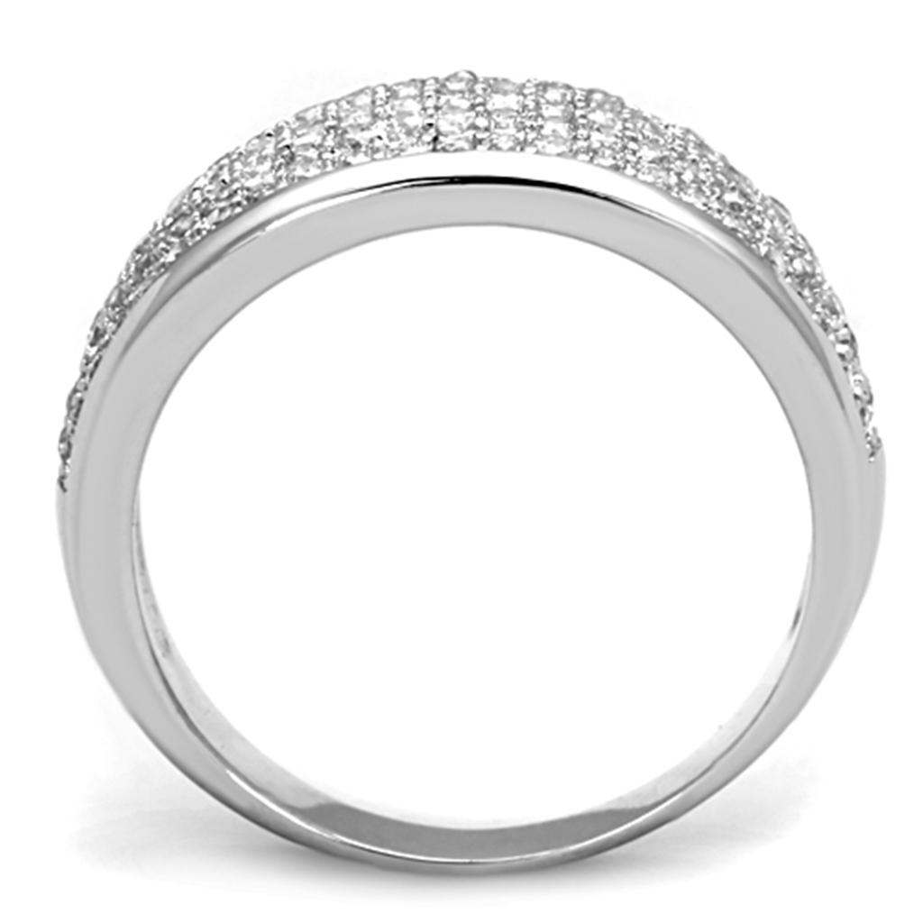 Rhodium Brass Ring with AAA Grade CZ  in Clear