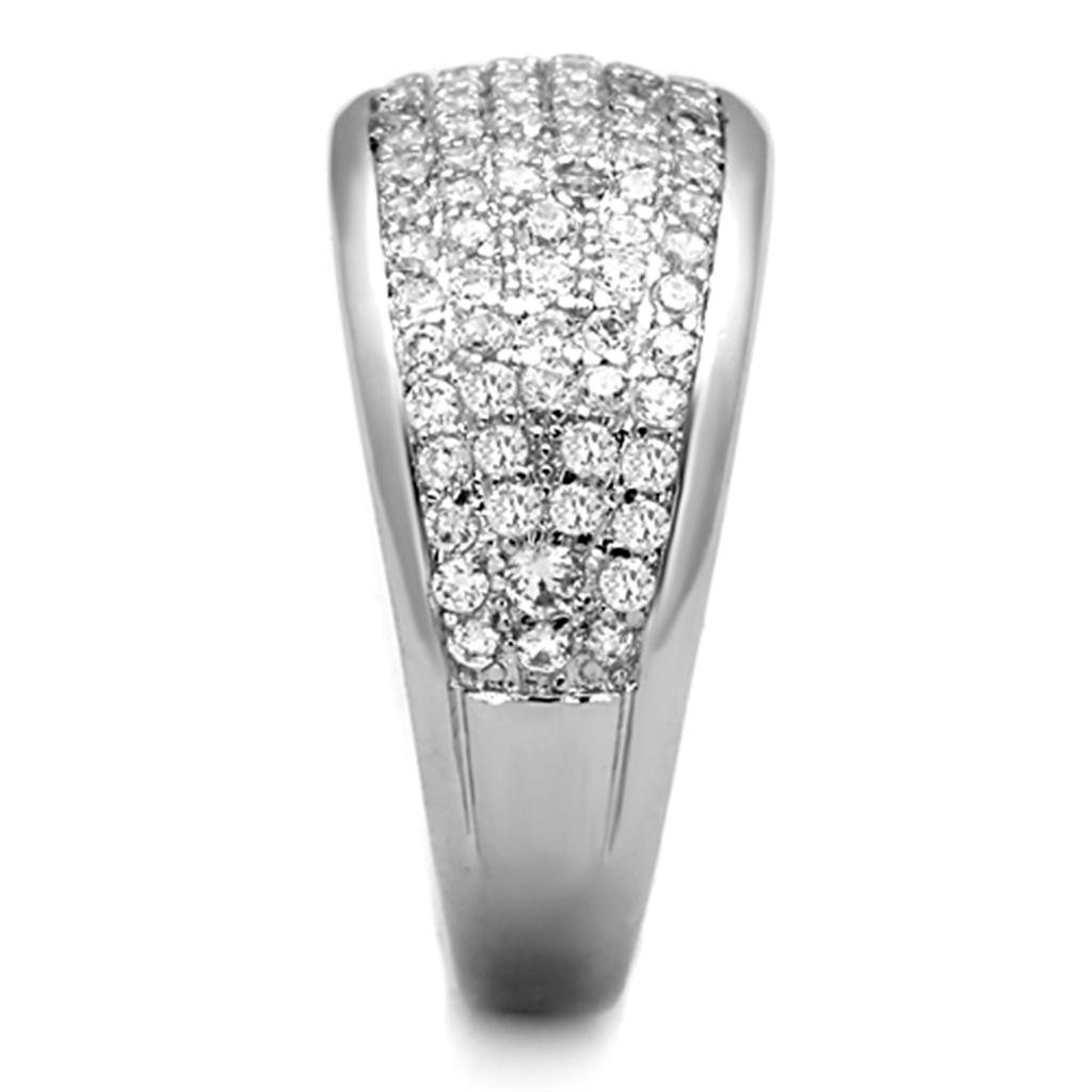 Rhodium Brass Ring with AAA Grade CZ  in Clear