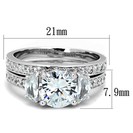 Rhodium Brass Ring with AAA Grade CZ  in Clear
