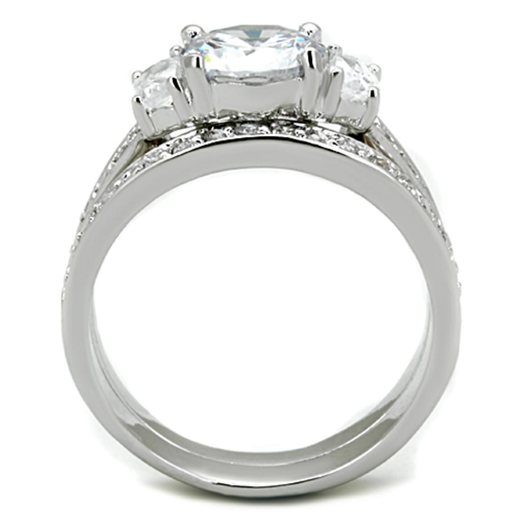 Rhodium Brass Ring with AAA Grade CZ  in Clear