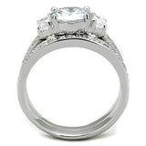 Rhodium Brass Ring with AAA Grade CZ  in Clear