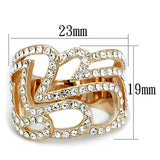 Rose Gold Brass Ring with Top Grade Crystal  in Clear