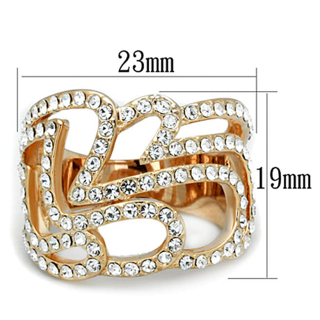 Rose Gold Brass Ring with Top Grade Crystal  in Clear