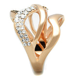 Rose Gold Brass Ring with Top Grade Crystal  in Clear