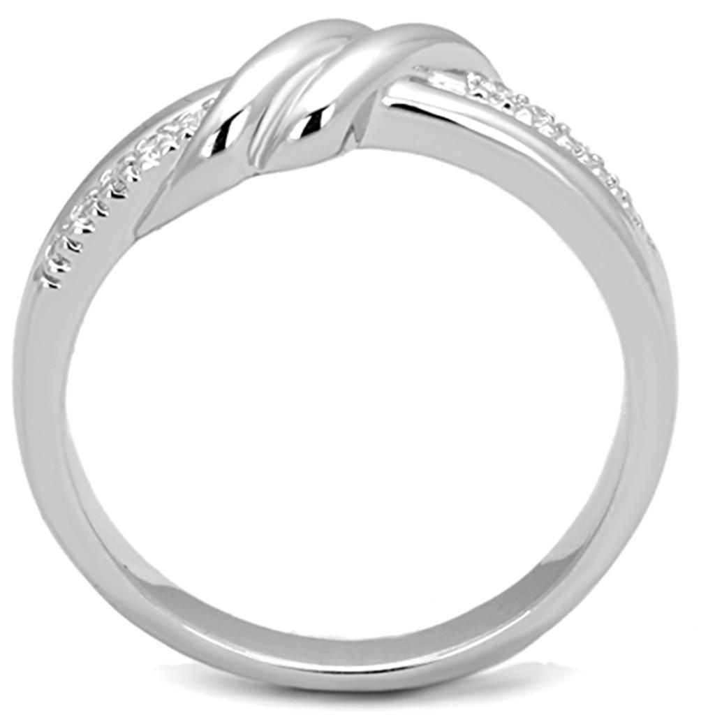 Rhodium Brass Ring with AAA Grade CZ  in Clear