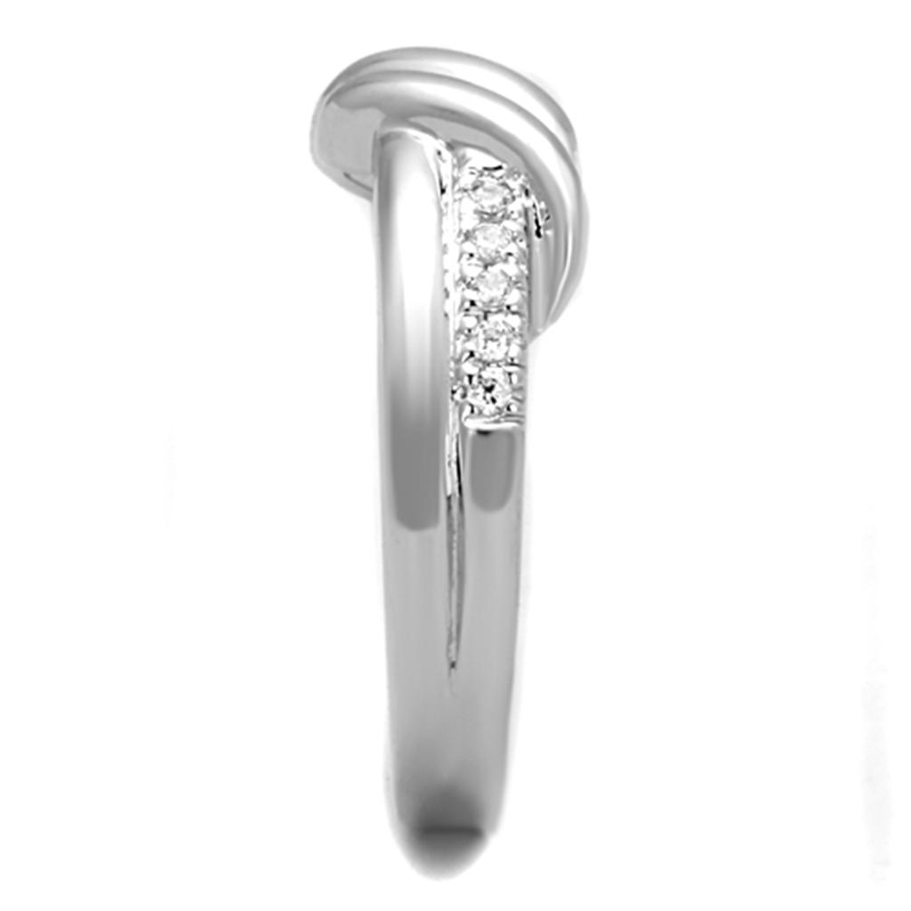 Rhodium Brass Ring with AAA Grade CZ  in Clear