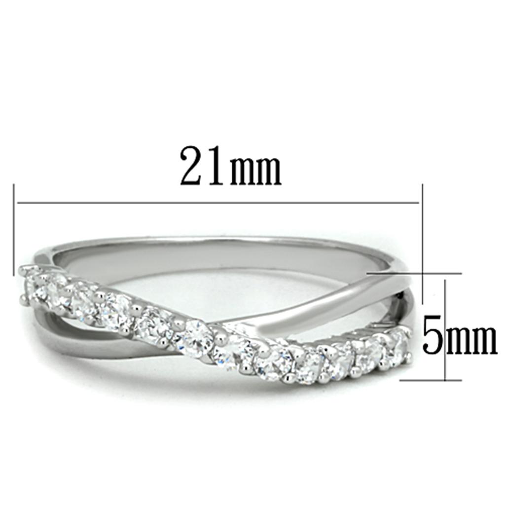 Rhodium Brass Ring with AAA Grade CZ  in Clear