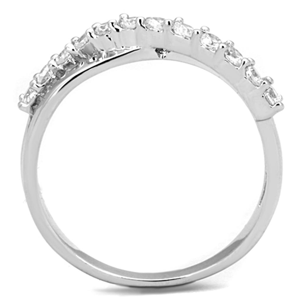Rhodium Brass Ring with AAA Grade CZ  in Clear