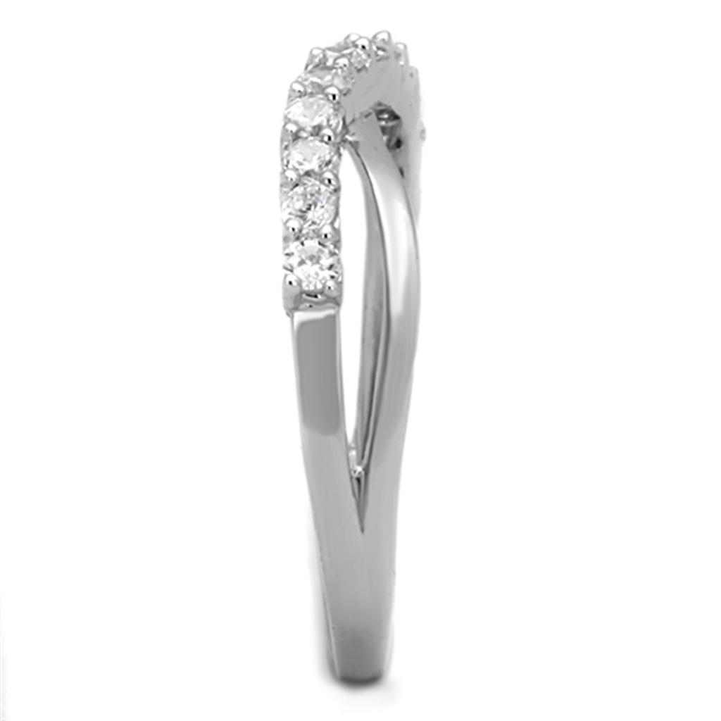 Rhodium Brass Ring with AAA Grade CZ  in Clear